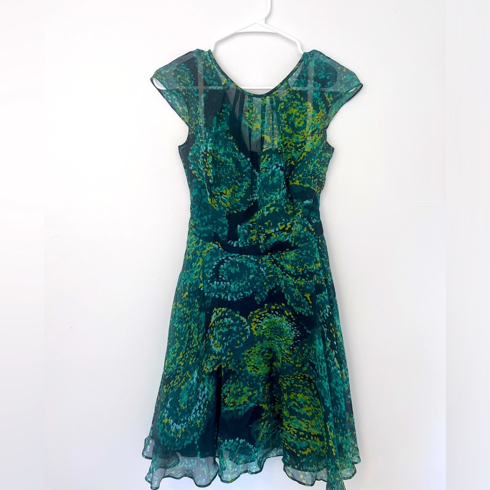 Shoshanna cocktail dress - green - size 2 - bustier underwire - cap sleeve